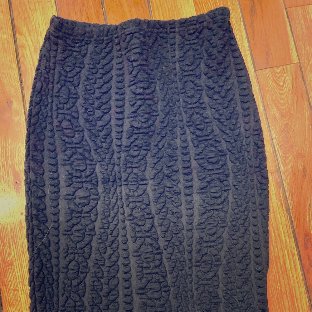 Topshop navy knit pattern tube stretch skirt